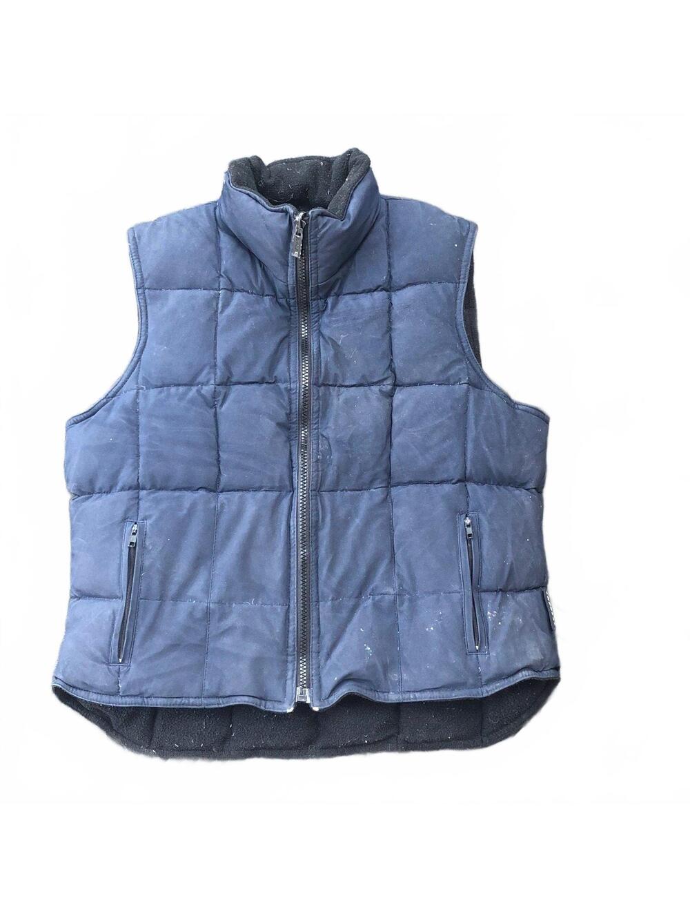 Express Dark Navy Blue Quilted Puffer Vest Jacket with Fleece Lining